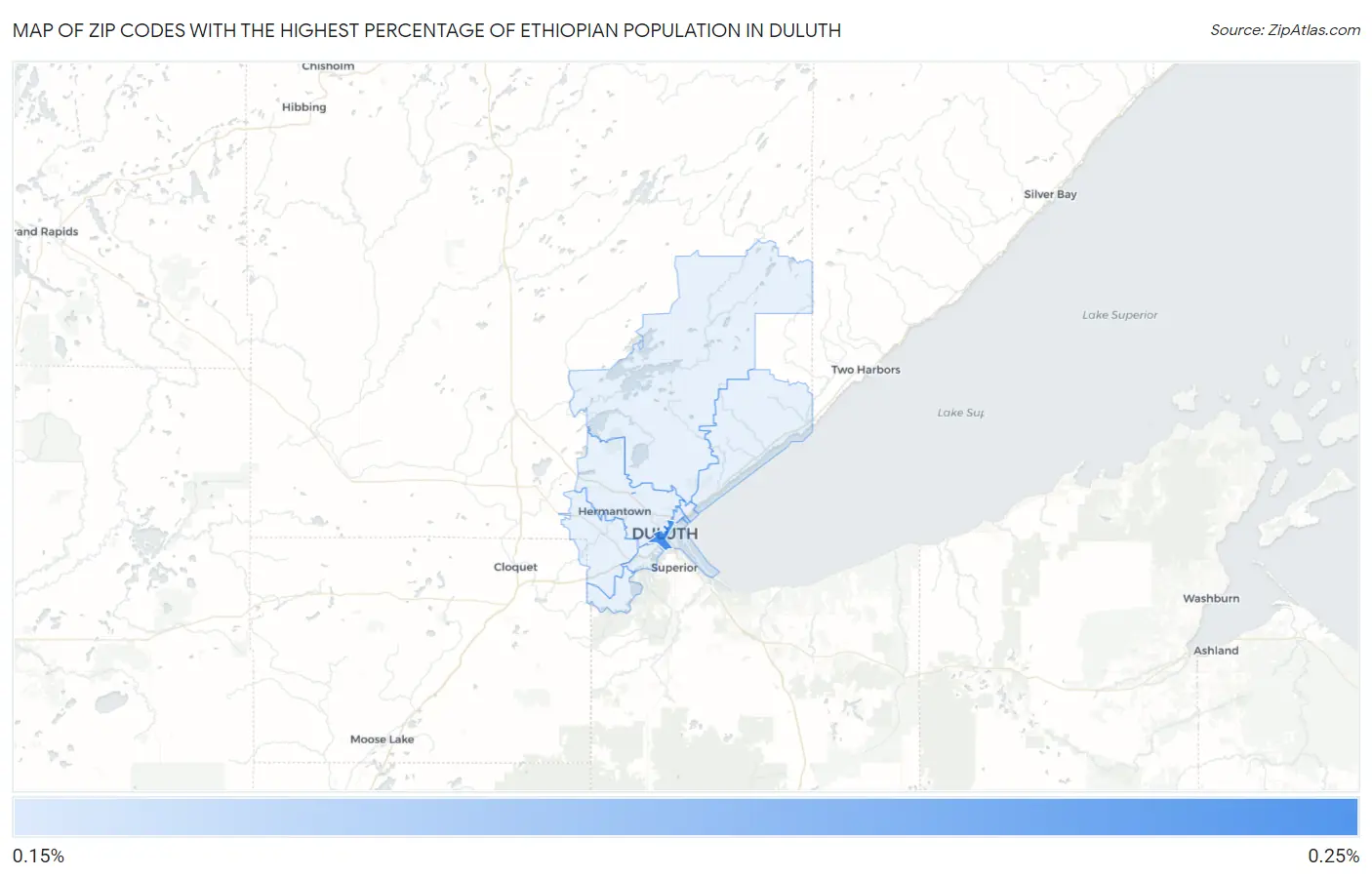 Zip Codes with the Highest Percentage of Ethiopian Population in Duluth Map