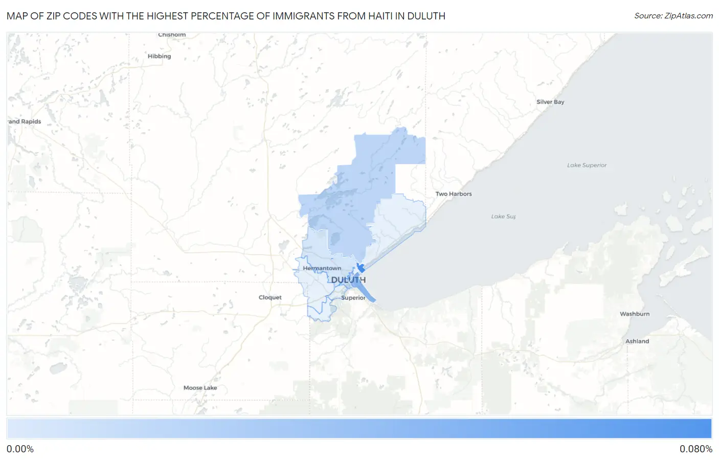 Zip Codes with the Highest Percentage of Immigrants from Haiti in Duluth Map