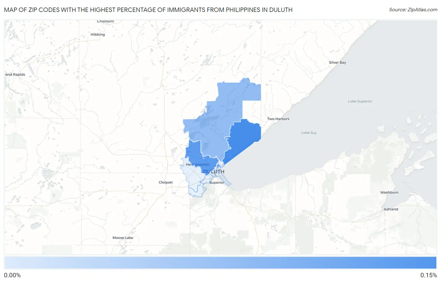 Zip Codes with the Highest Percentage of Immigrants from Philippines in Duluth Map