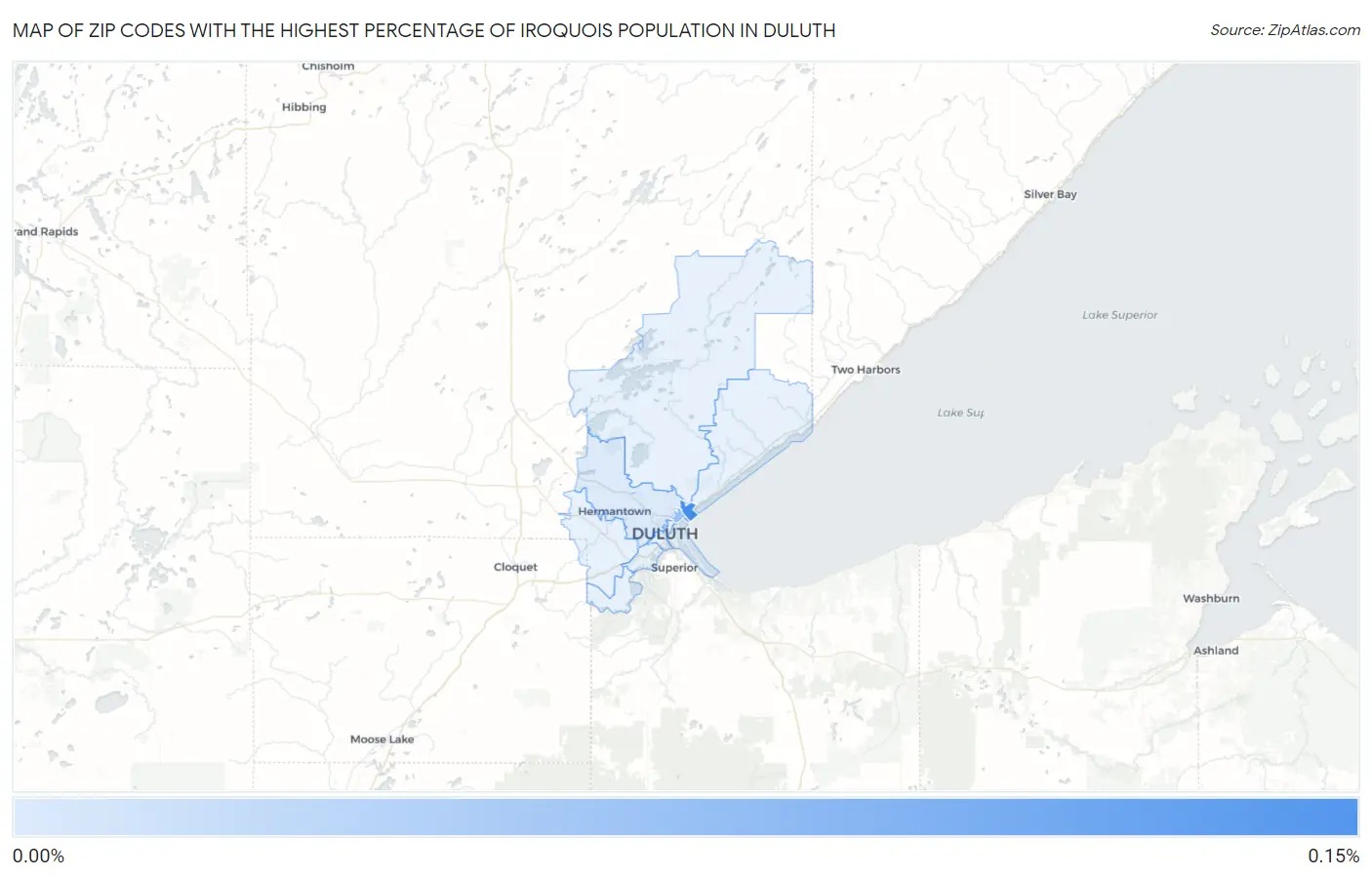 Zip Codes with the Highest Percentage of Iroquois Population in Duluth Map