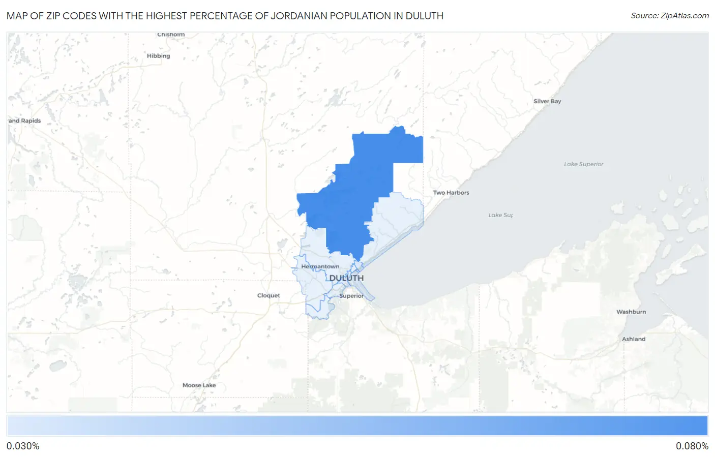 Zip Codes with the Highest Percentage of Jordanian Population in Duluth Map