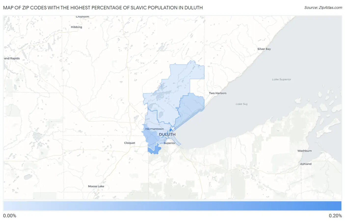 Zip Codes with the Highest Percentage of Slavic Population in Duluth Map
