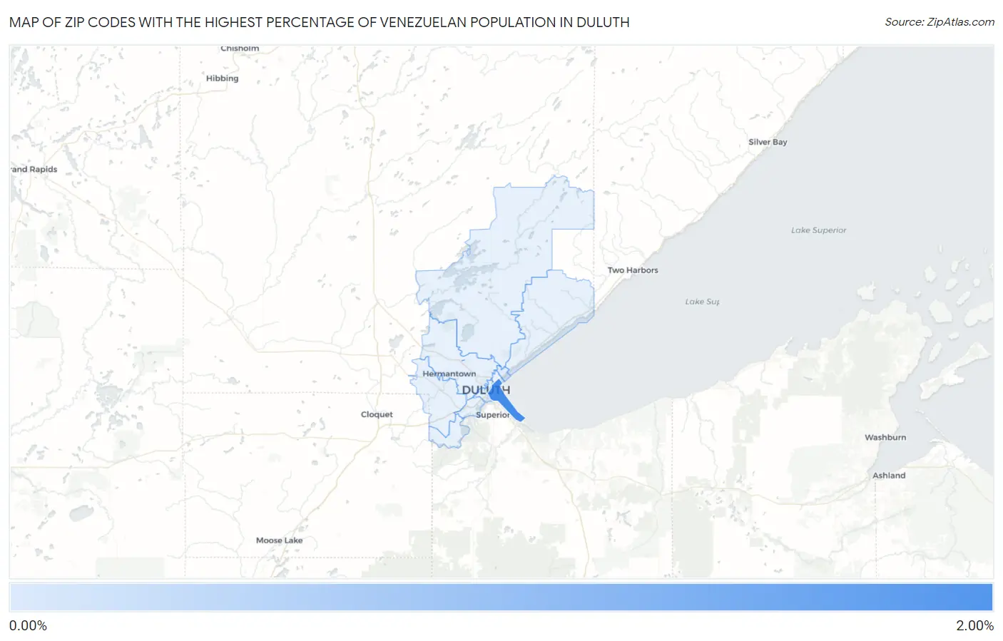 Zip Codes with the Highest Percentage of Venezuelan Population in Duluth Map