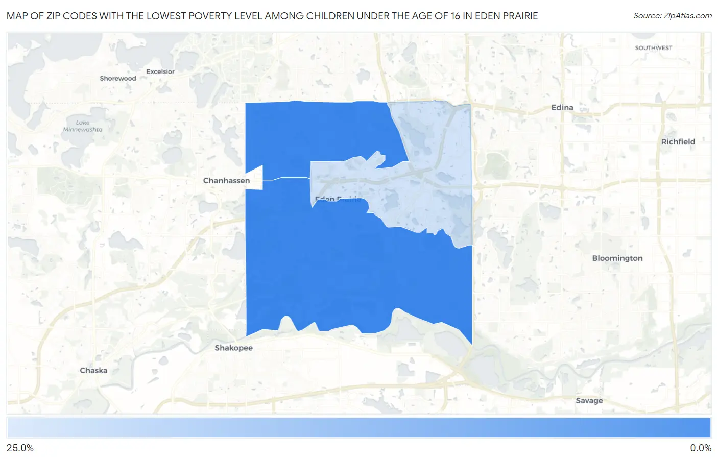 Zip Codes with the Lowest Poverty Level Among Children Under the Age of 16 in Eden Prairie Map