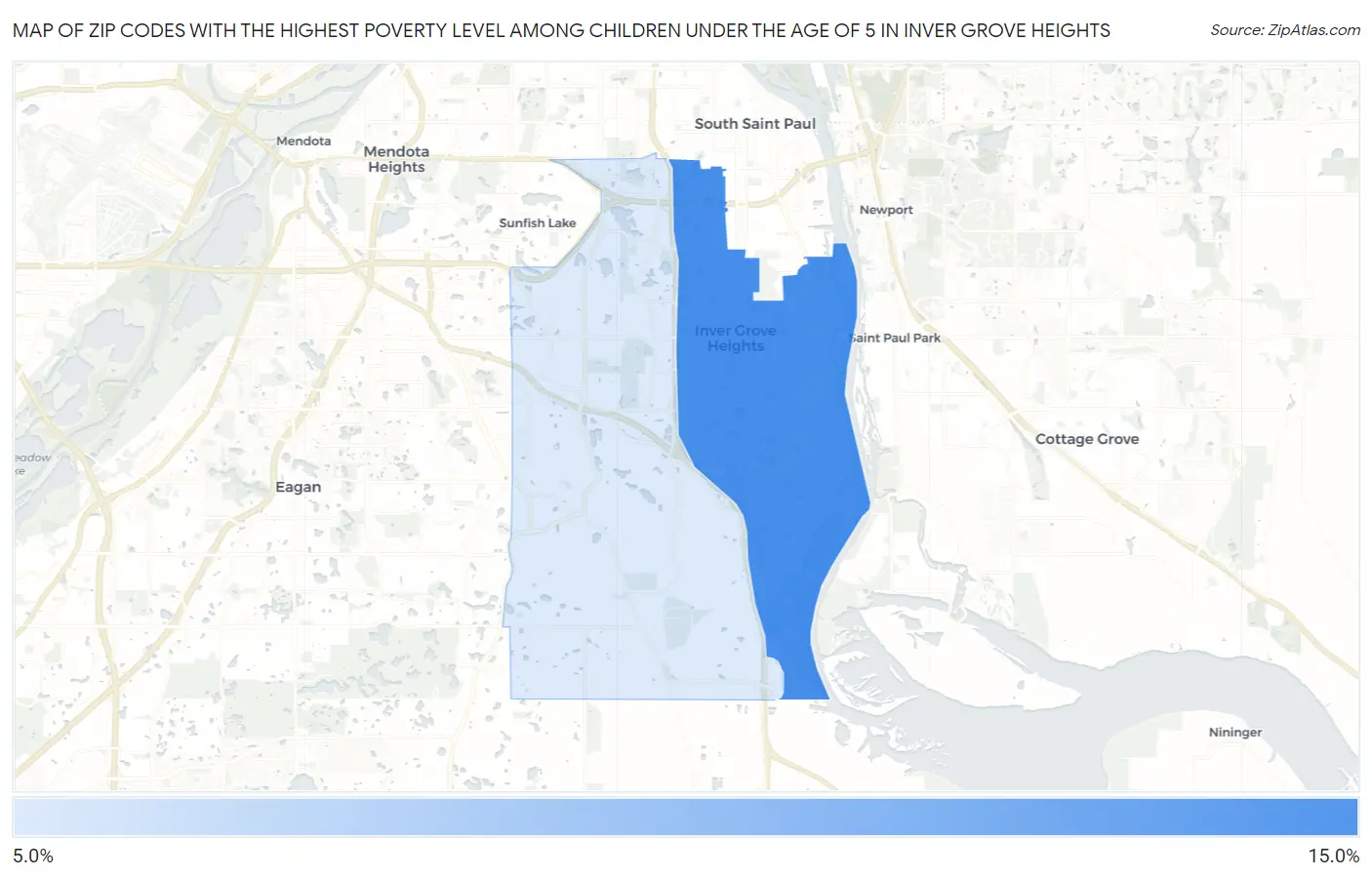 Zip Codes with the Highest Poverty Level Among Children Under the Age of 5 in Inver Grove Heights Map