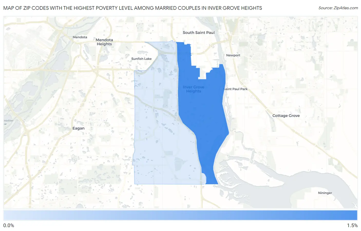 Zip Codes with the Highest Poverty Level Among Married Couples in Inver Grove Heights Map