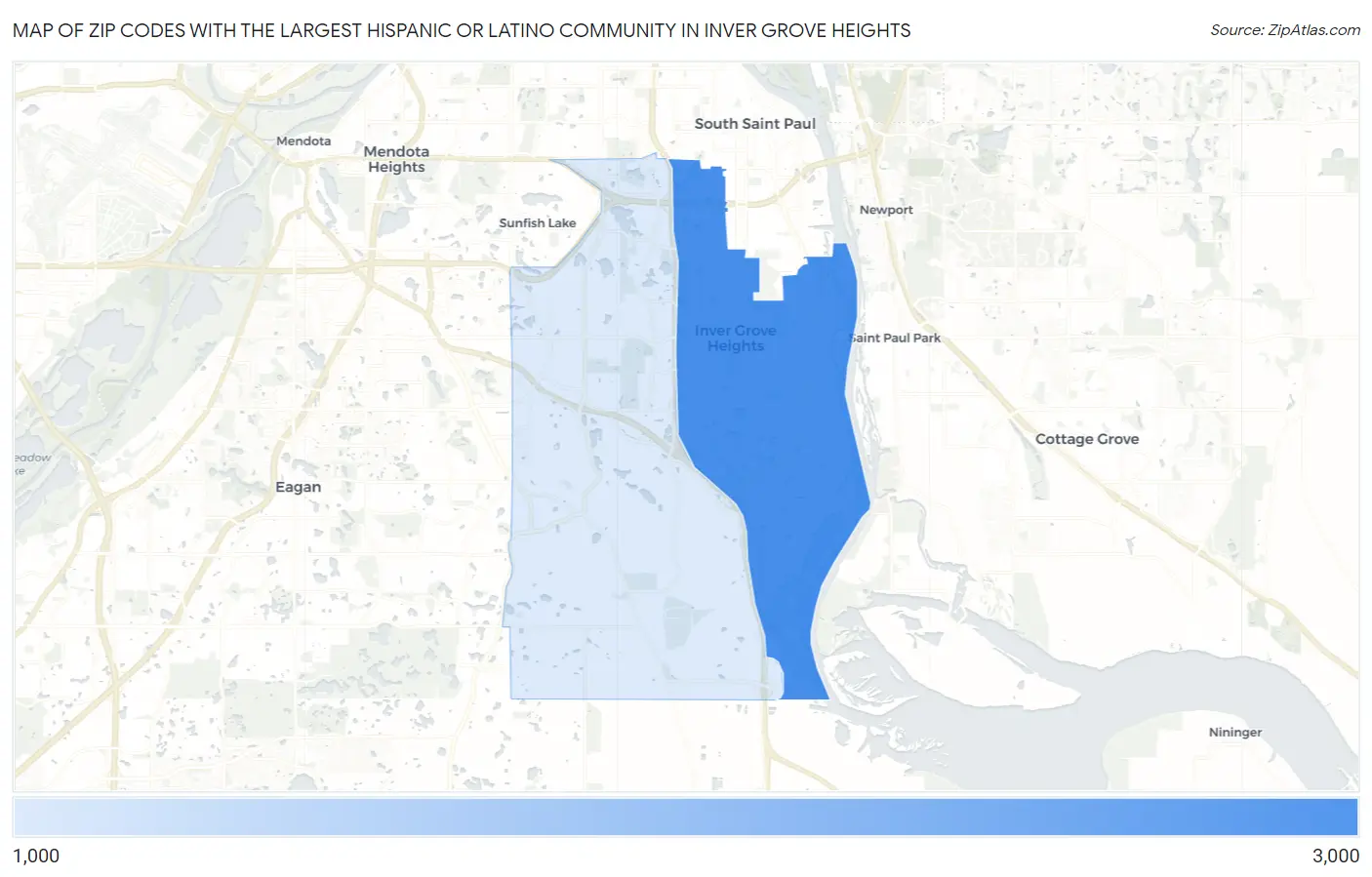 Zip Codes with the Largest Hispanic or Latino Community in Inver Grove Heights Map