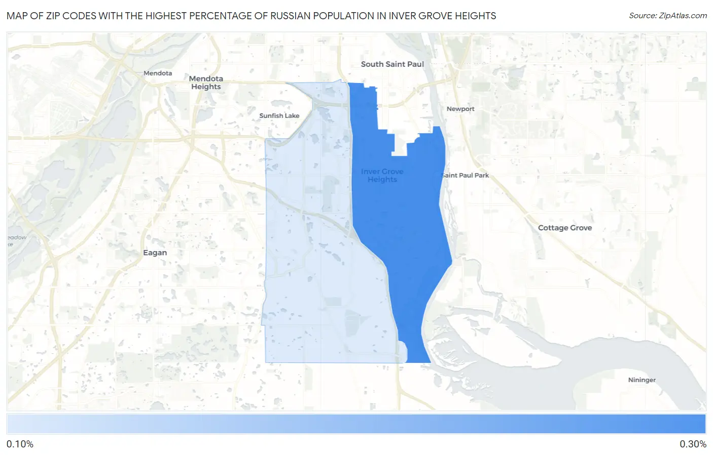 Zip Codes with the Highest Percentage of Russian Population in Inver Grove Heights Map