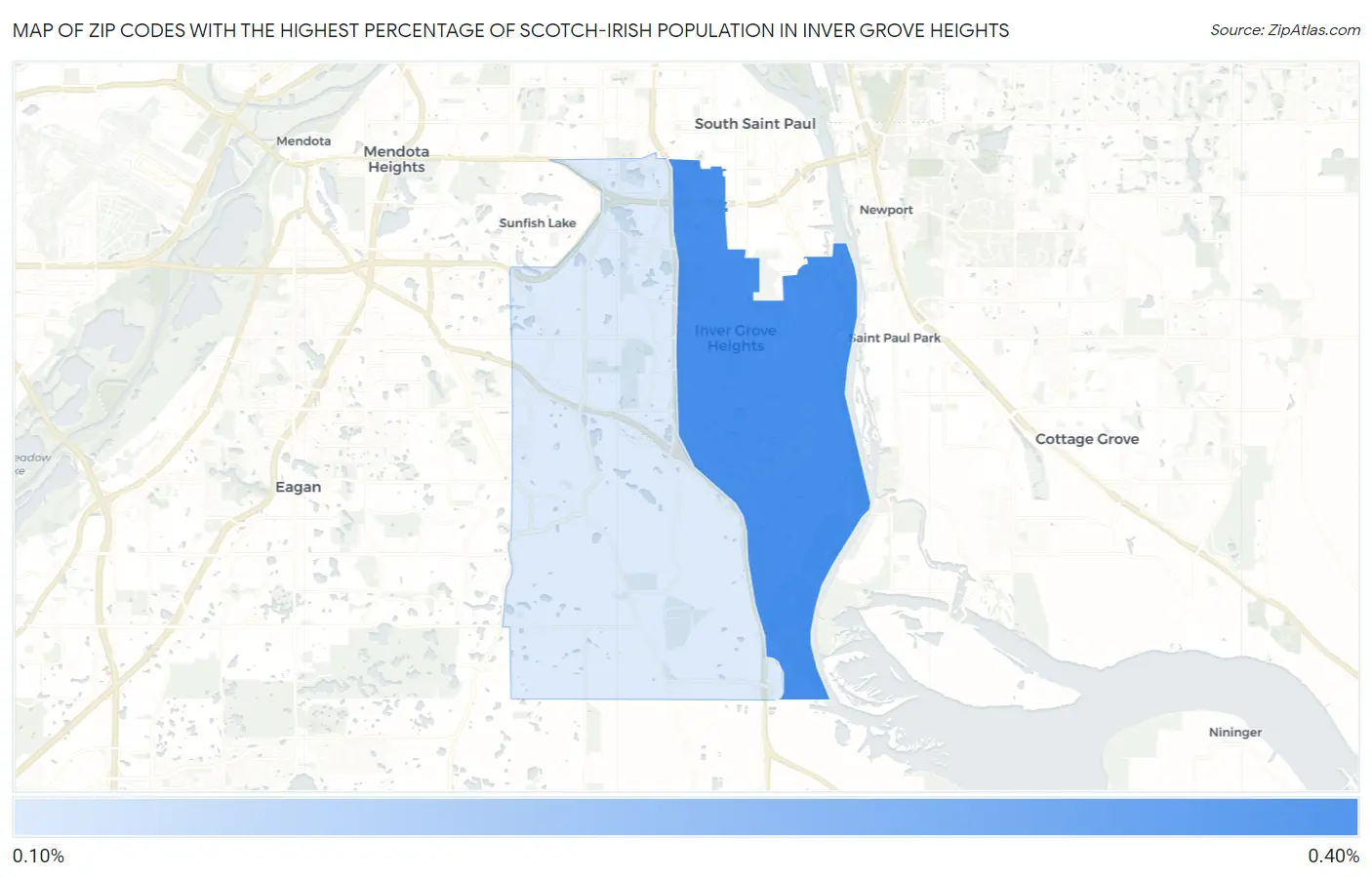 Zip Codes with the Highest Percentage of Scotch-Irish Population in Inver Grove Heights Map