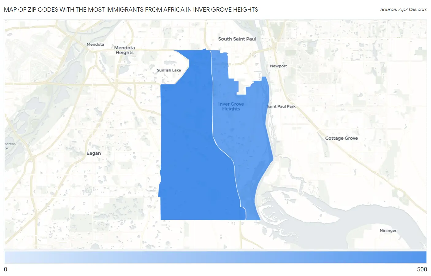 Zip Codes with the Most Immigrants from Africa in Inver Grove Heights Map