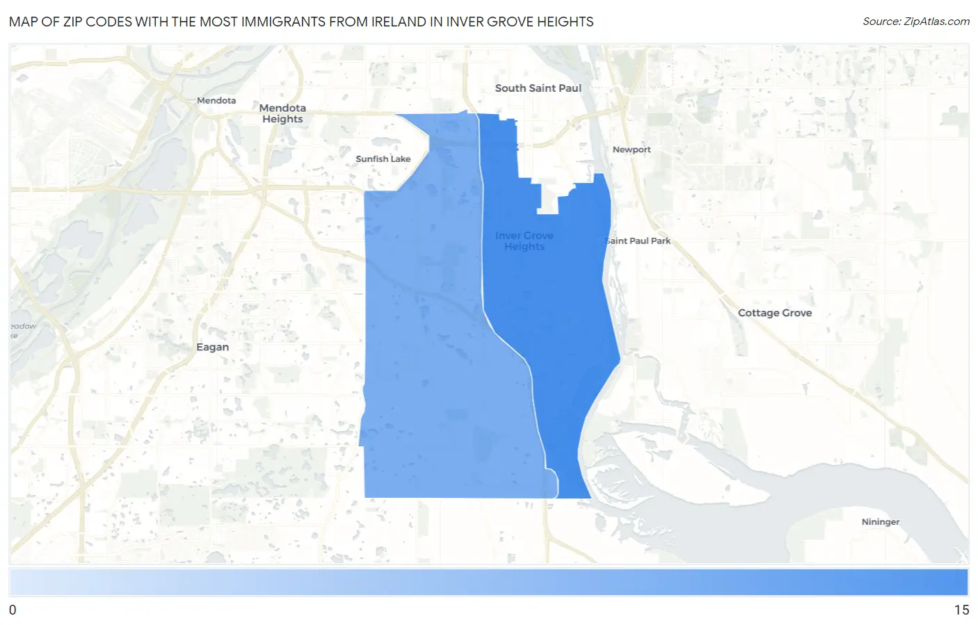 Zip Codes with the Most Immigrants from Ireland in Inver Grove Heights Map