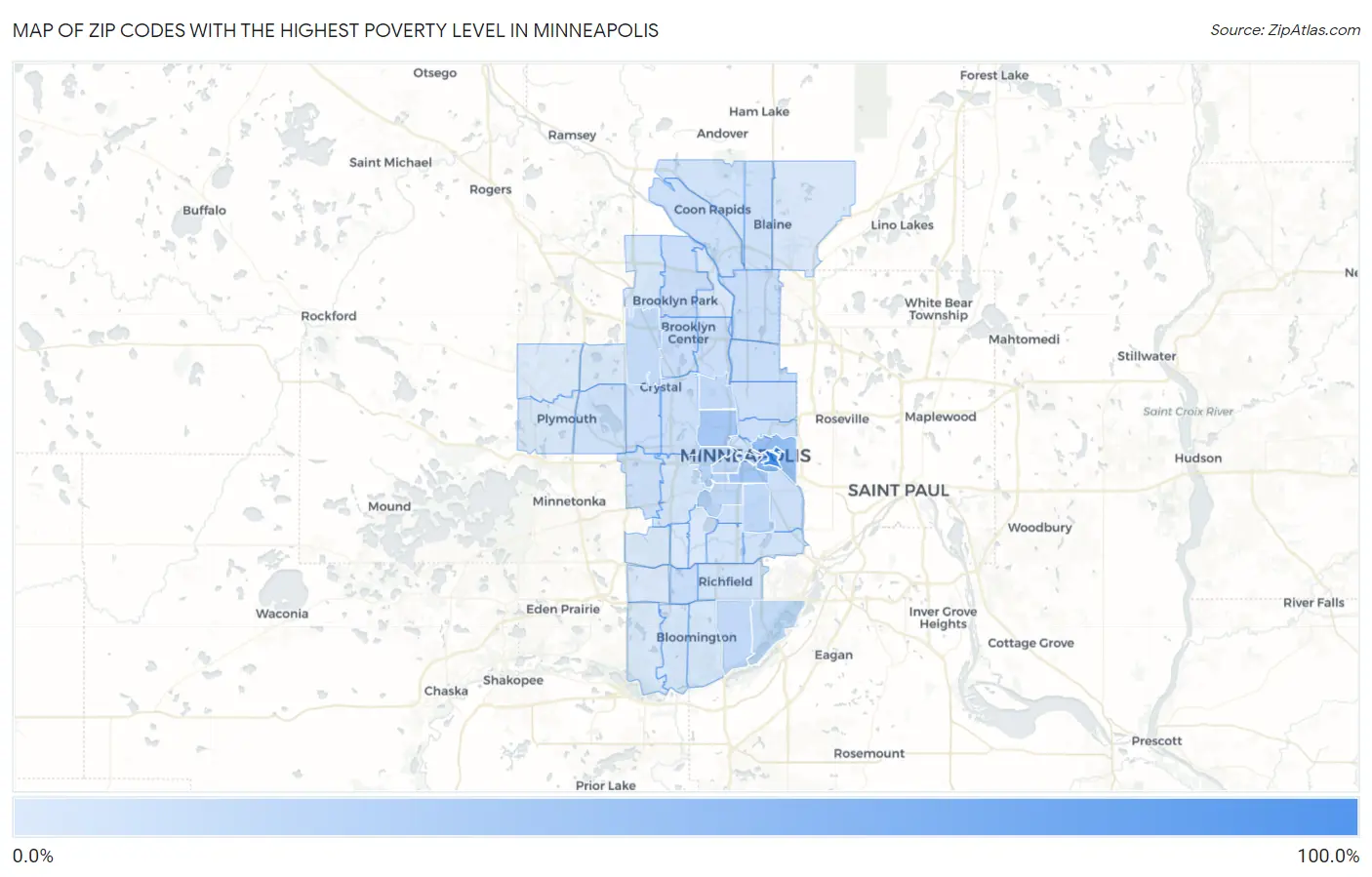 Zip Codes with the Highest Poverty Level in Minneapolis Map