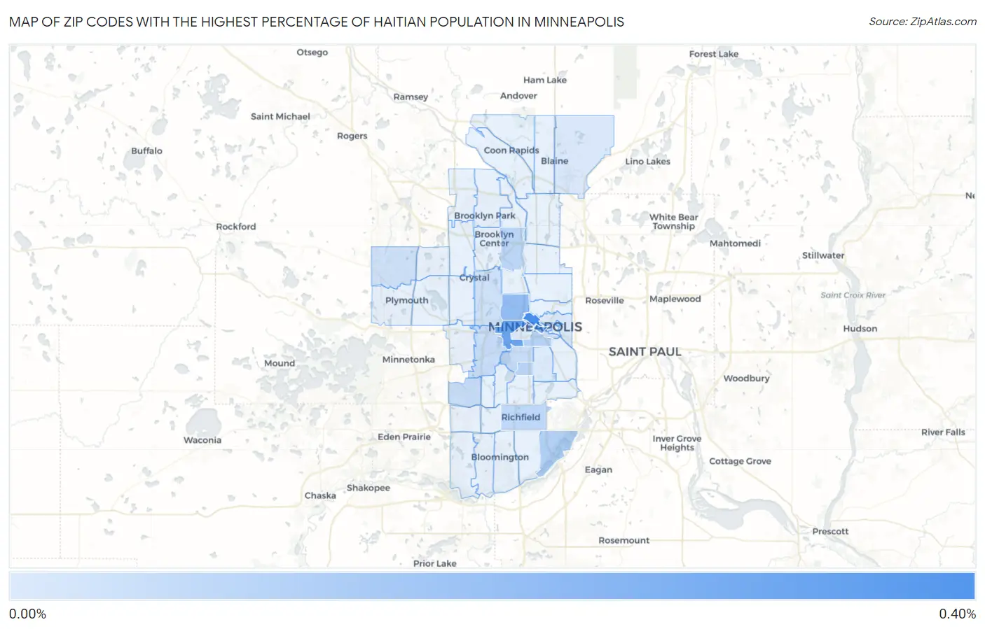 Zip Codes with the Highest Percentage of Haitian Population in Minneapolis Map