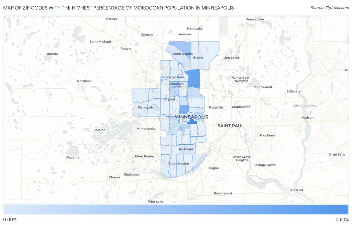 Zip Codes with the Highest Percentage of Moroccan Population in Minneapolis Map
