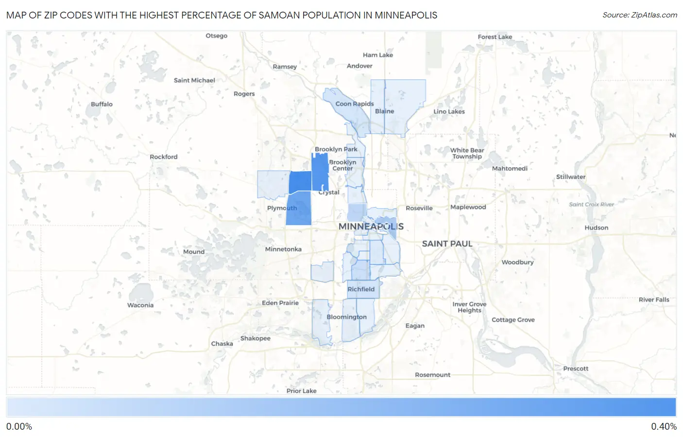 Zip Codes with the Highest Percentage of Samoan Population in Minneapolis Map