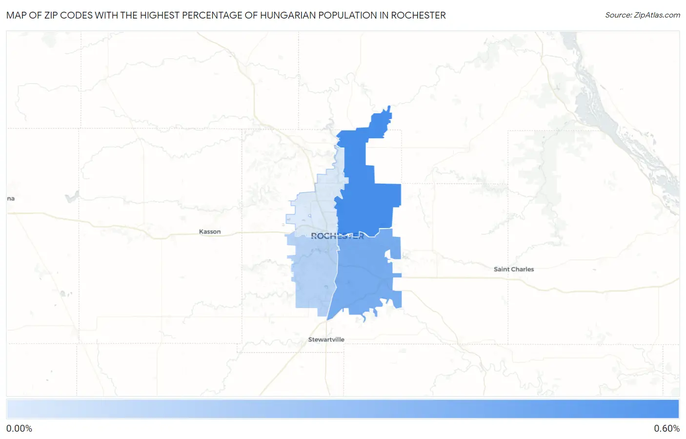 Zip Codes with the Highest Percentage of Hungarian Population in Rochester Map