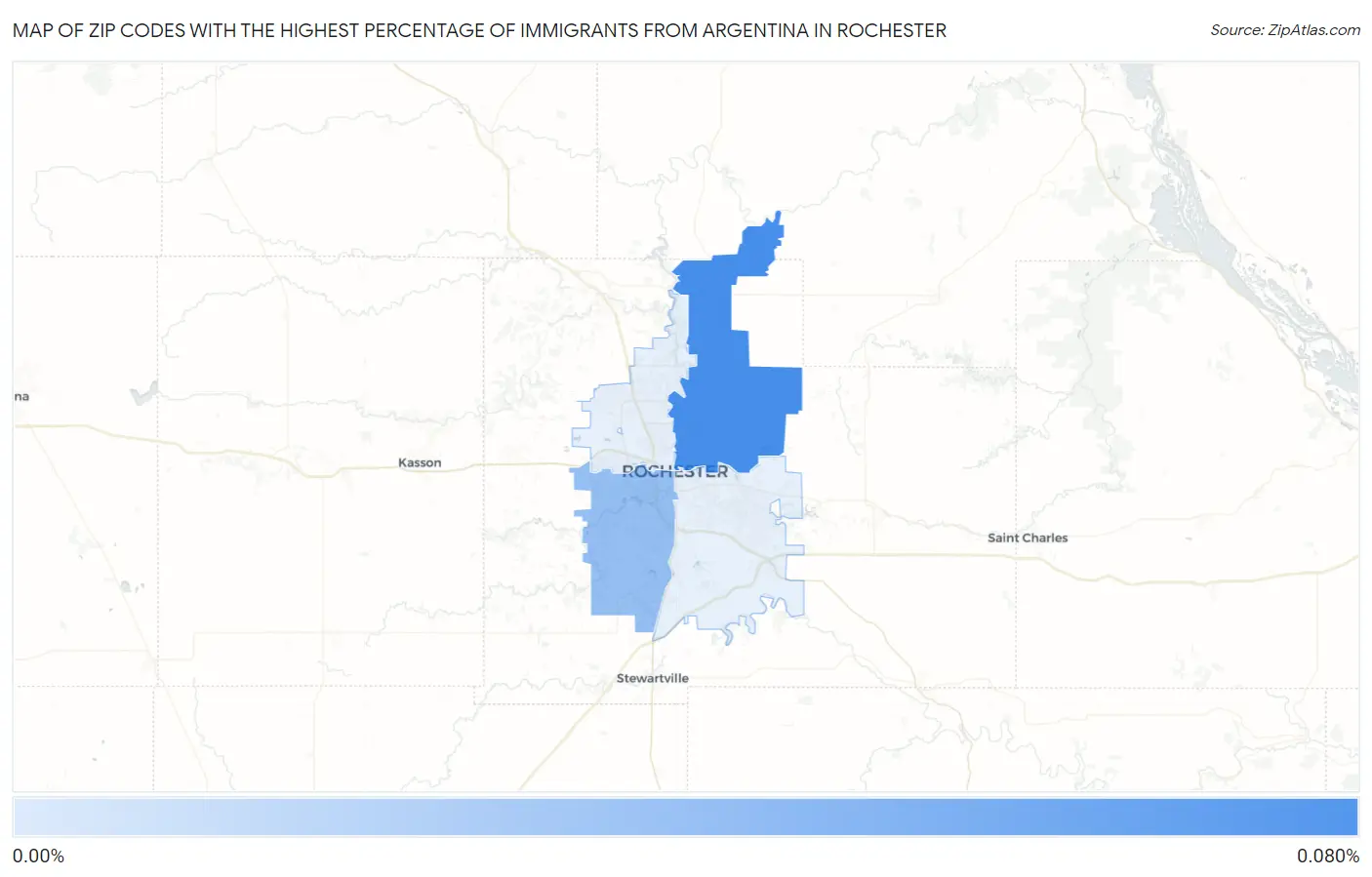 Zip Codes with the Highest Percentage of Immigrants from Argentina in Rochester Map