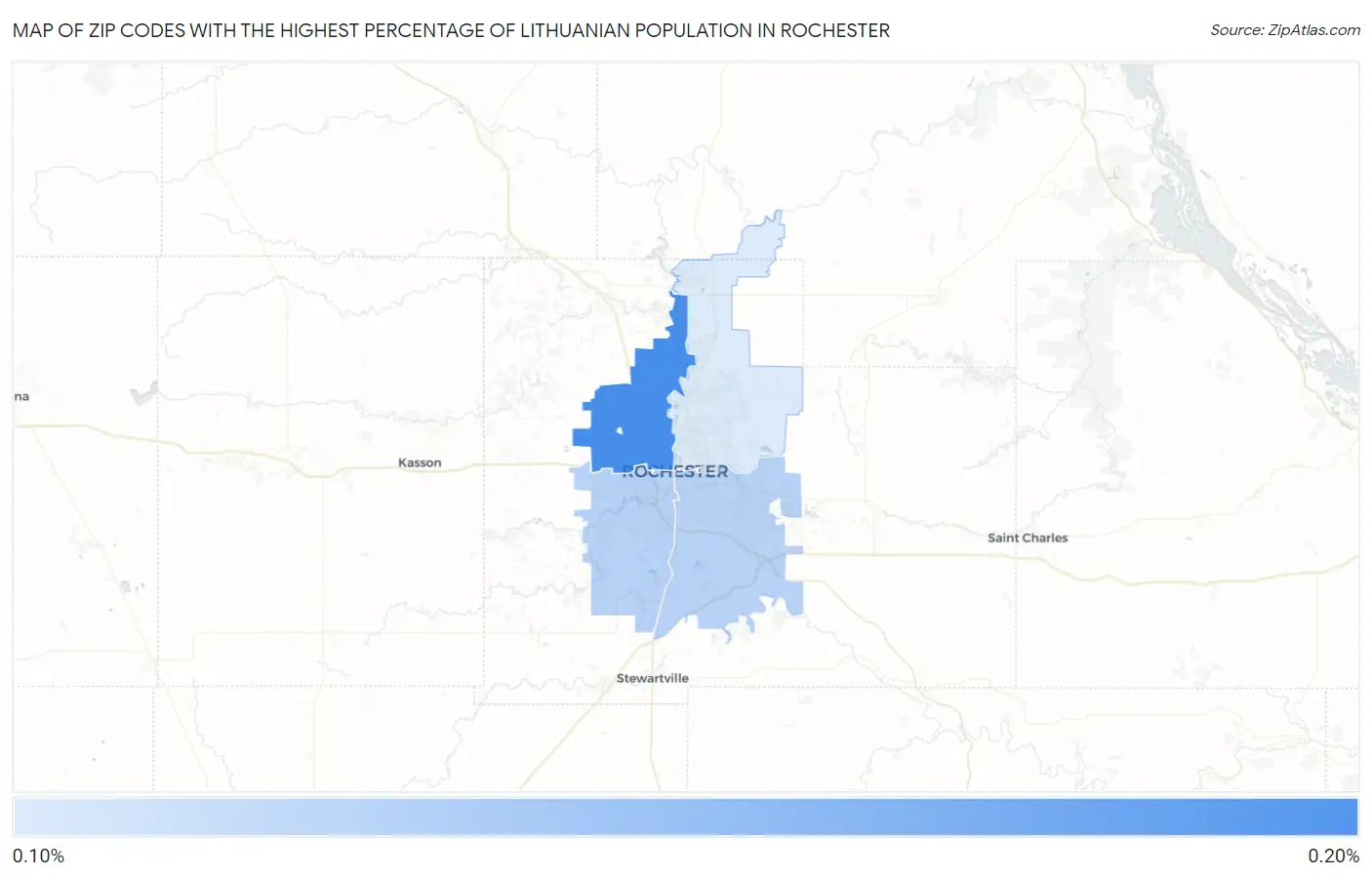 Zip Codes with the Highest Percentage of Lithuanian Population in Rochester Map