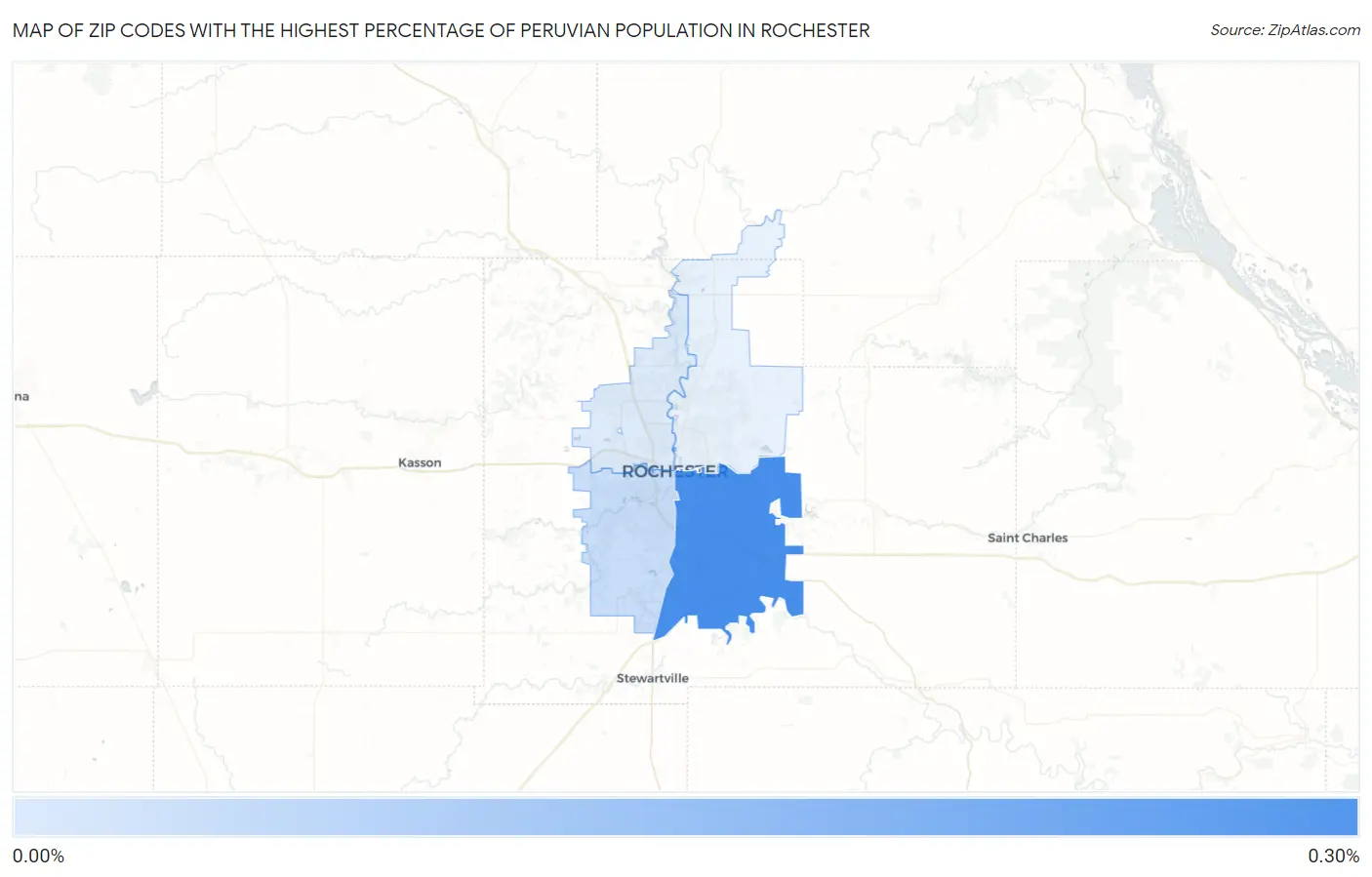Zip Codes with the Highest Percentage of Peruvian Population in Rochester Map