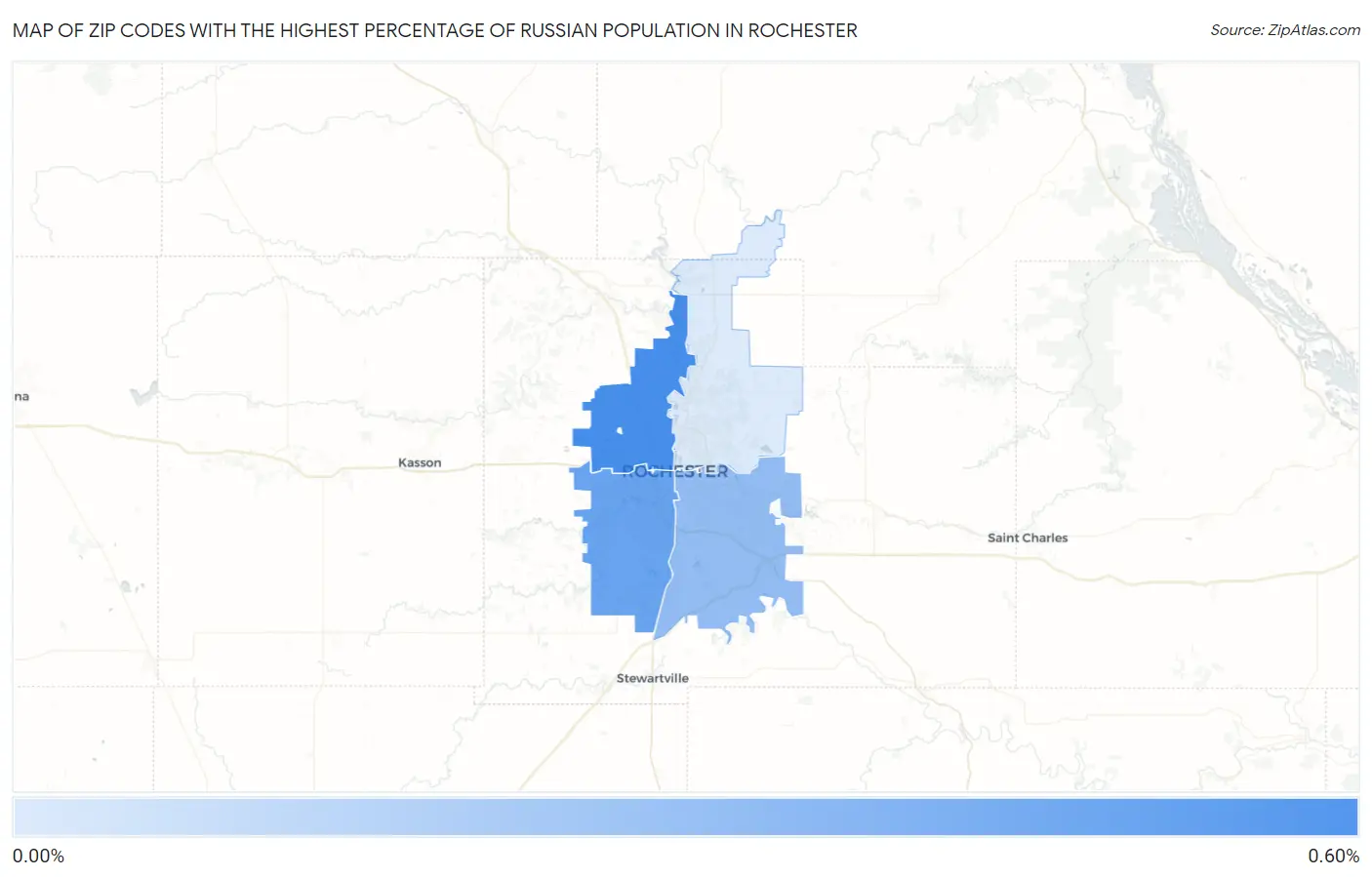 Zip Codes with the Highest Percentage of Russian Population in Rochester Map