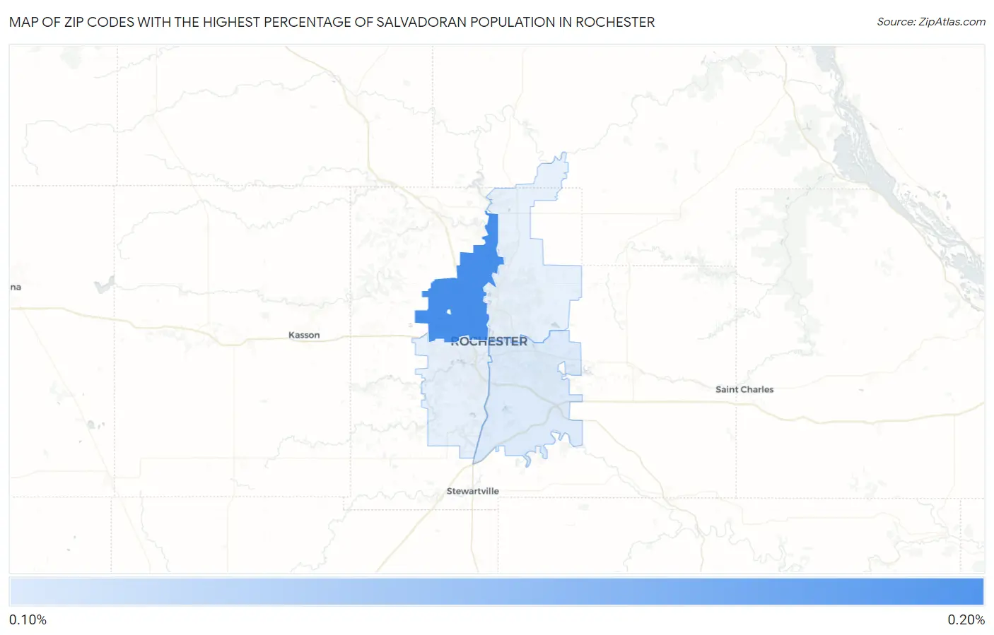 Zip Codes with the Highest Percentage of Salvadoran Population in Rochester Map