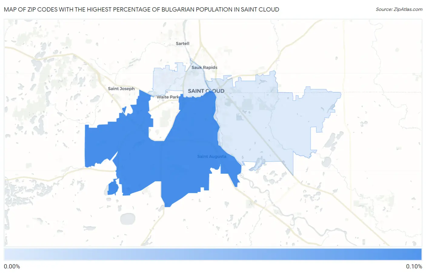 Zip Codes with the Highest Percentage of Bulgarian Population in Saint Cloud Map