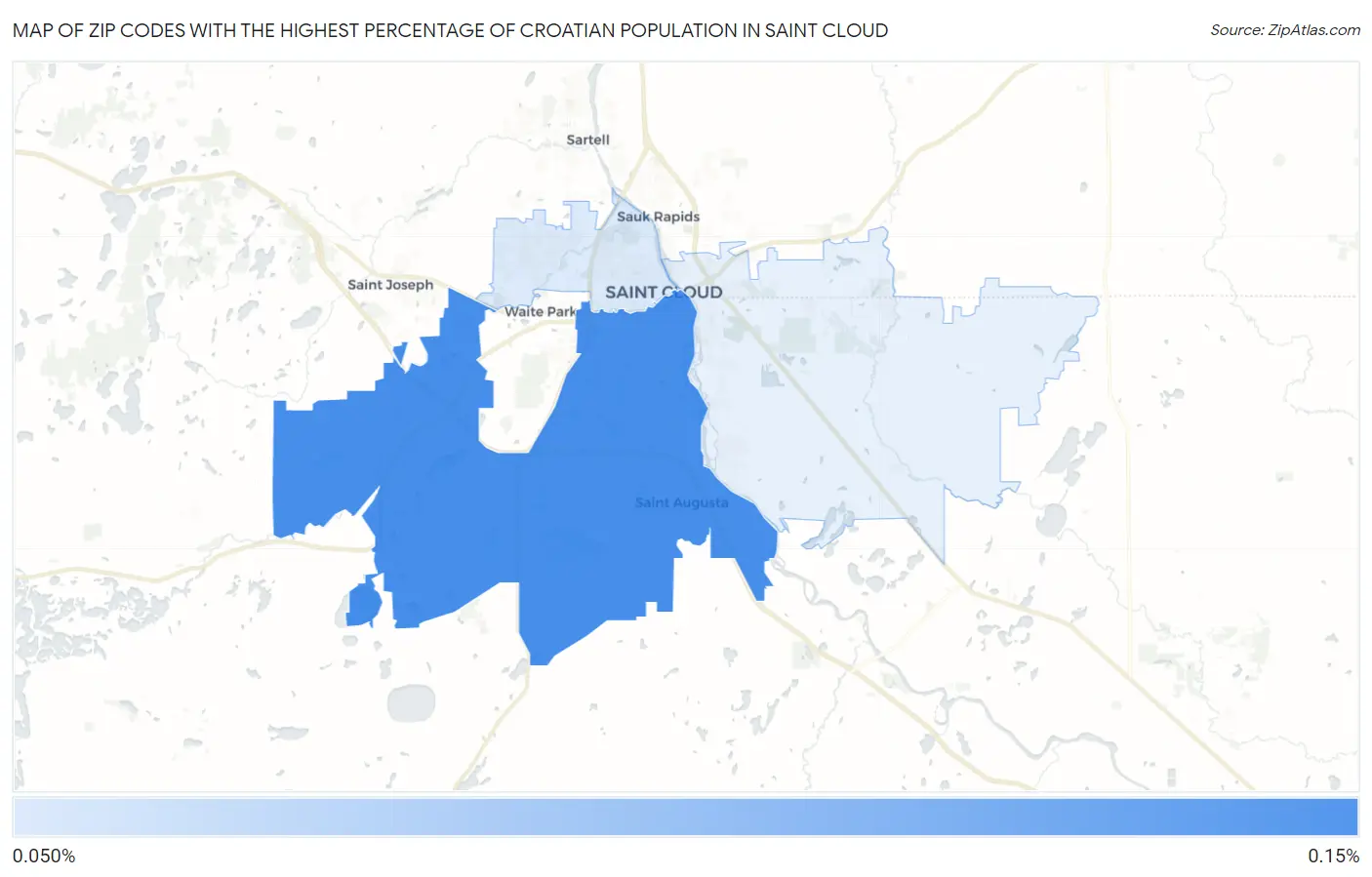 Zip Codes with the Highest Percentage of Croatian Population in Saint Cloud Map