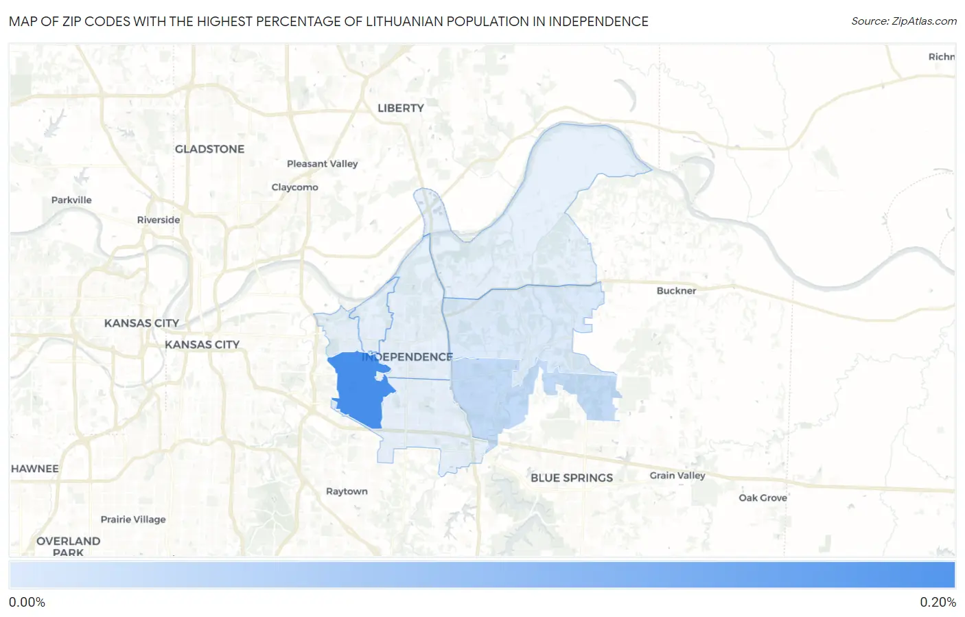 Zip Codes with the Highest Percentage of Lithuanian Population in Independence Map