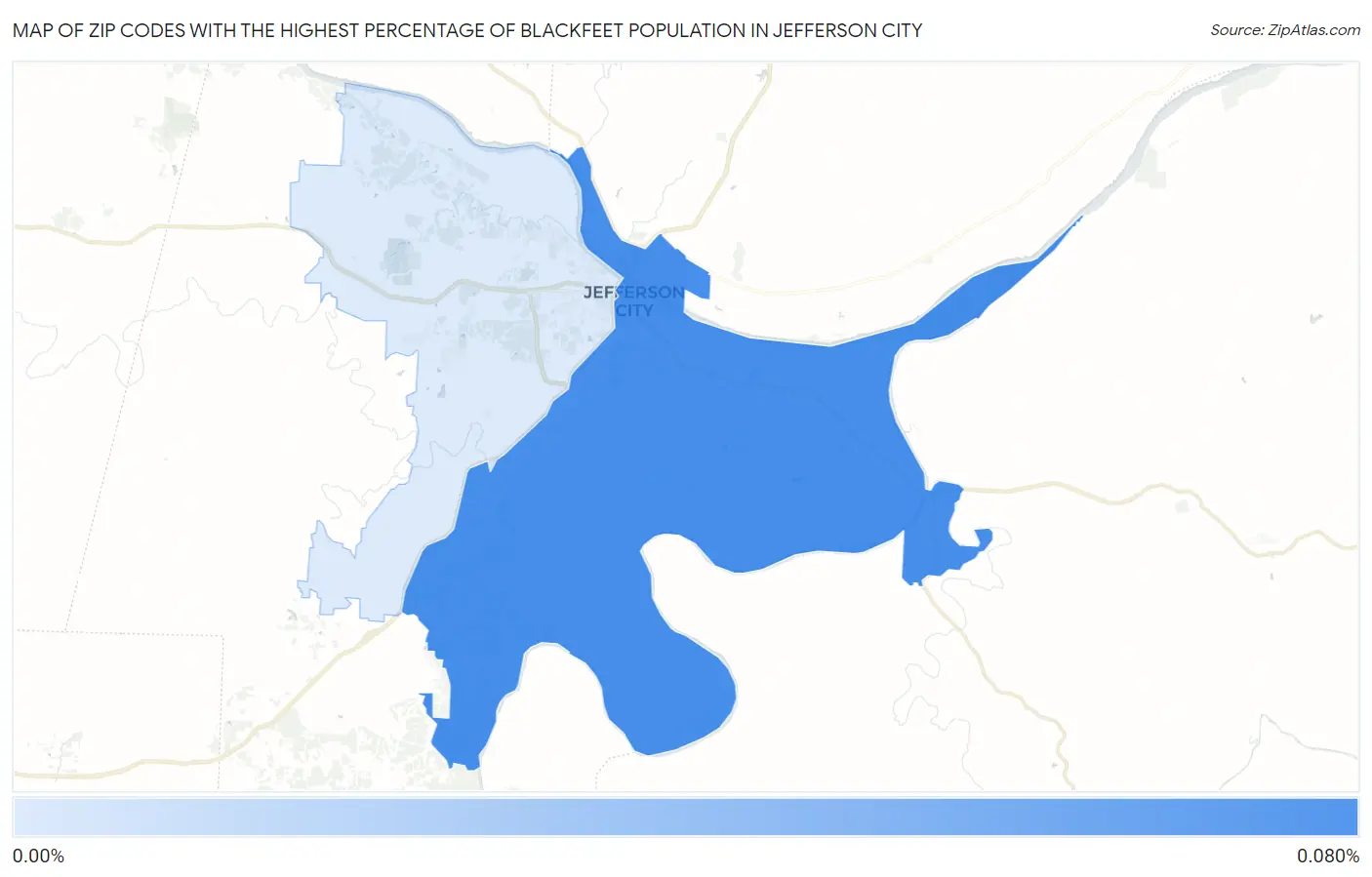 Zip Codes with the Highest Percentage of Blackfeet Population in Jefferson City Map