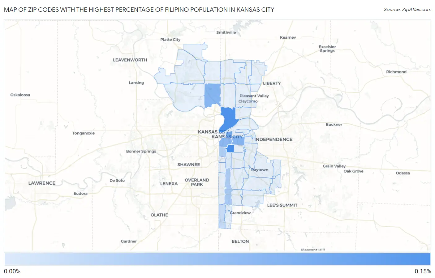 Zip Codes with the Highest Percentage of Filipino Population in Kansas City Map