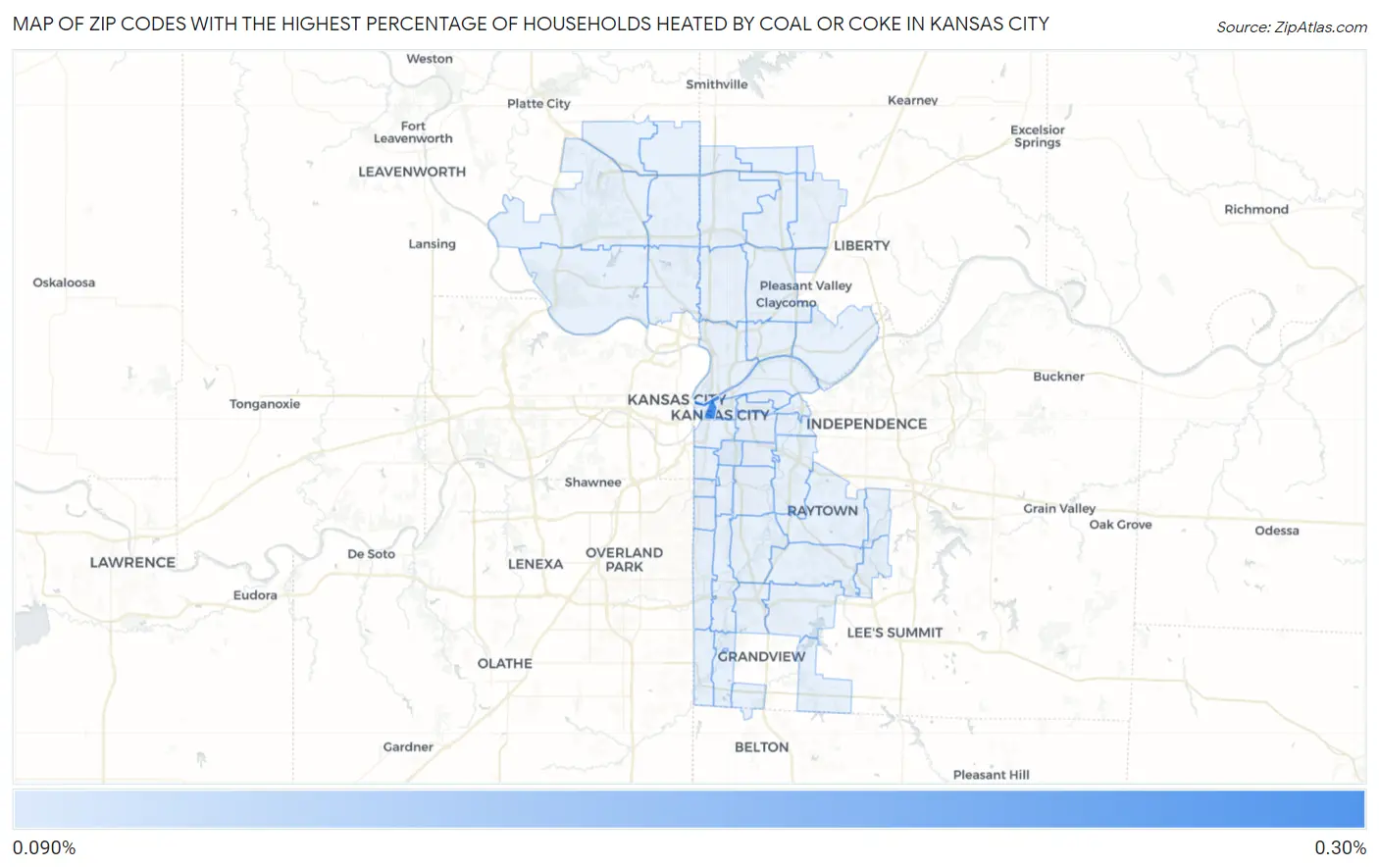 Zip Codes with the Highest Percentage of Households Heated by Coal or Coke in Kansas City Map