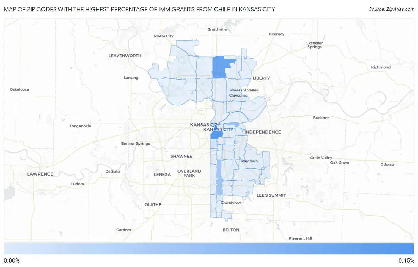 Zip Codes with the Highest Percentage of Immigrants from Chile in Kansas City Map
