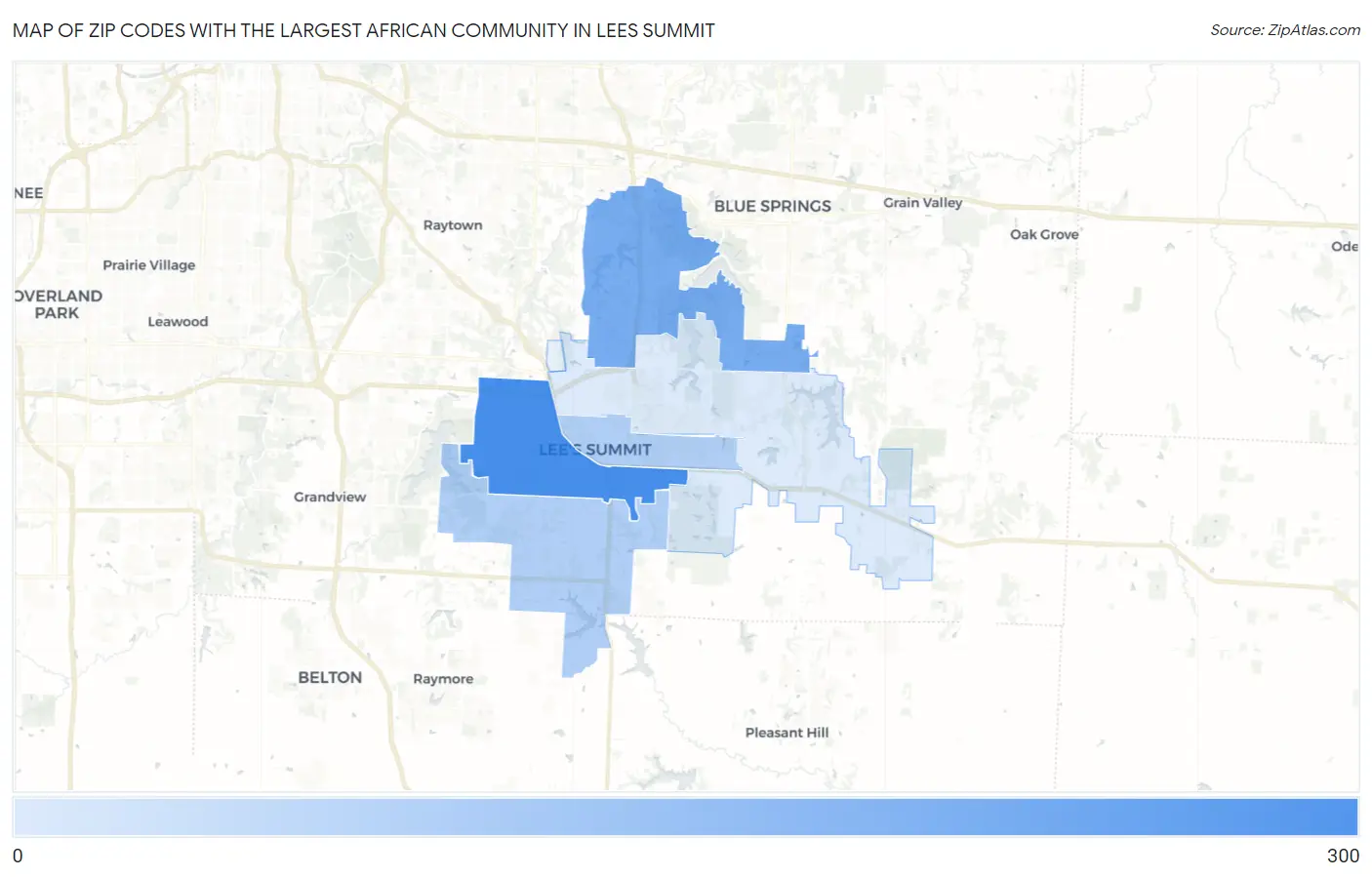 Zip Codes with the Largest African Community in Lees Summit Map