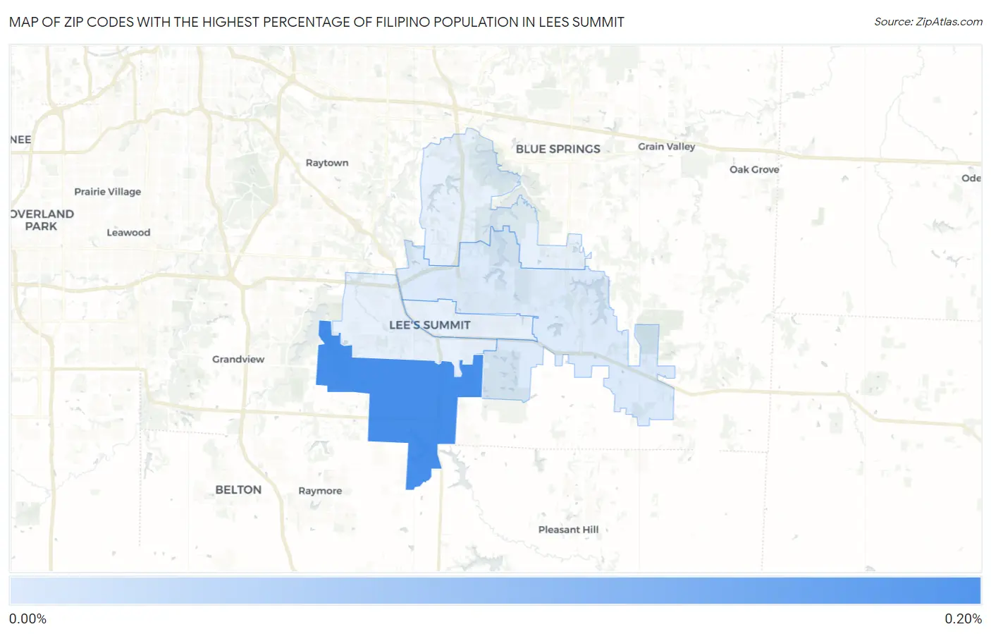 Zip Codes with the Highest Percentage of Filipino Population in Lees Summit Map