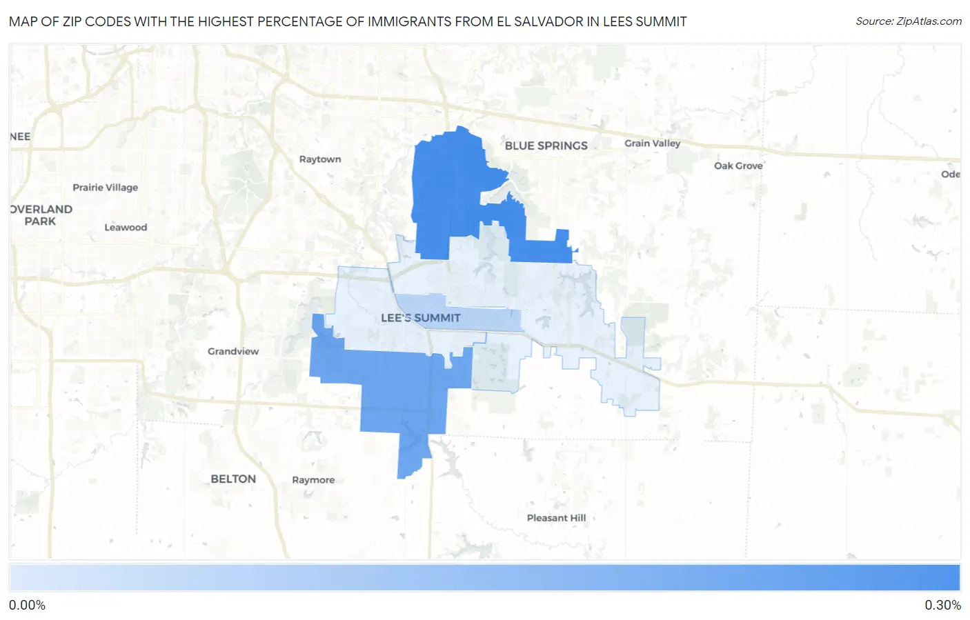 Zip Codes with the Highest Percentage of Immigrants from El Salvador in Lees Summit Map