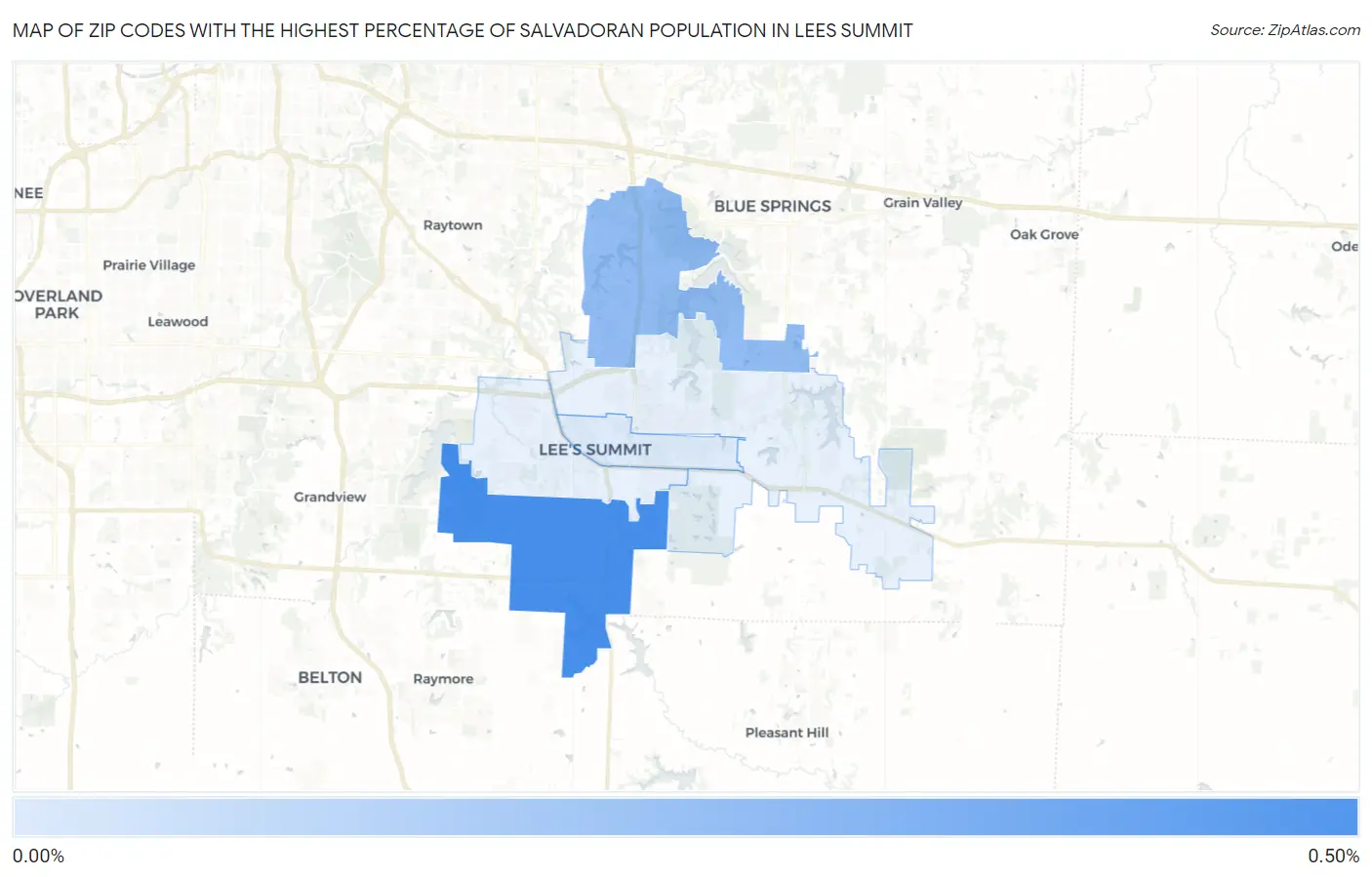 Zip Codes with the Highest Percentage of Salvadoran Population in Lees Summit Map