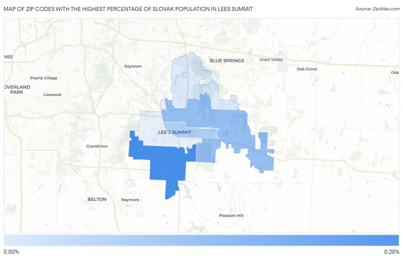 Zip Codes with the Highest Percentage of Slovak Population in Lees Summit Map