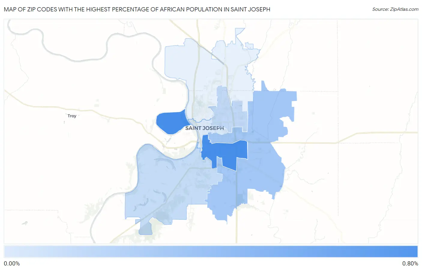 Zip Codes with the Highest Percentage of African Population in Saint Joseph Map