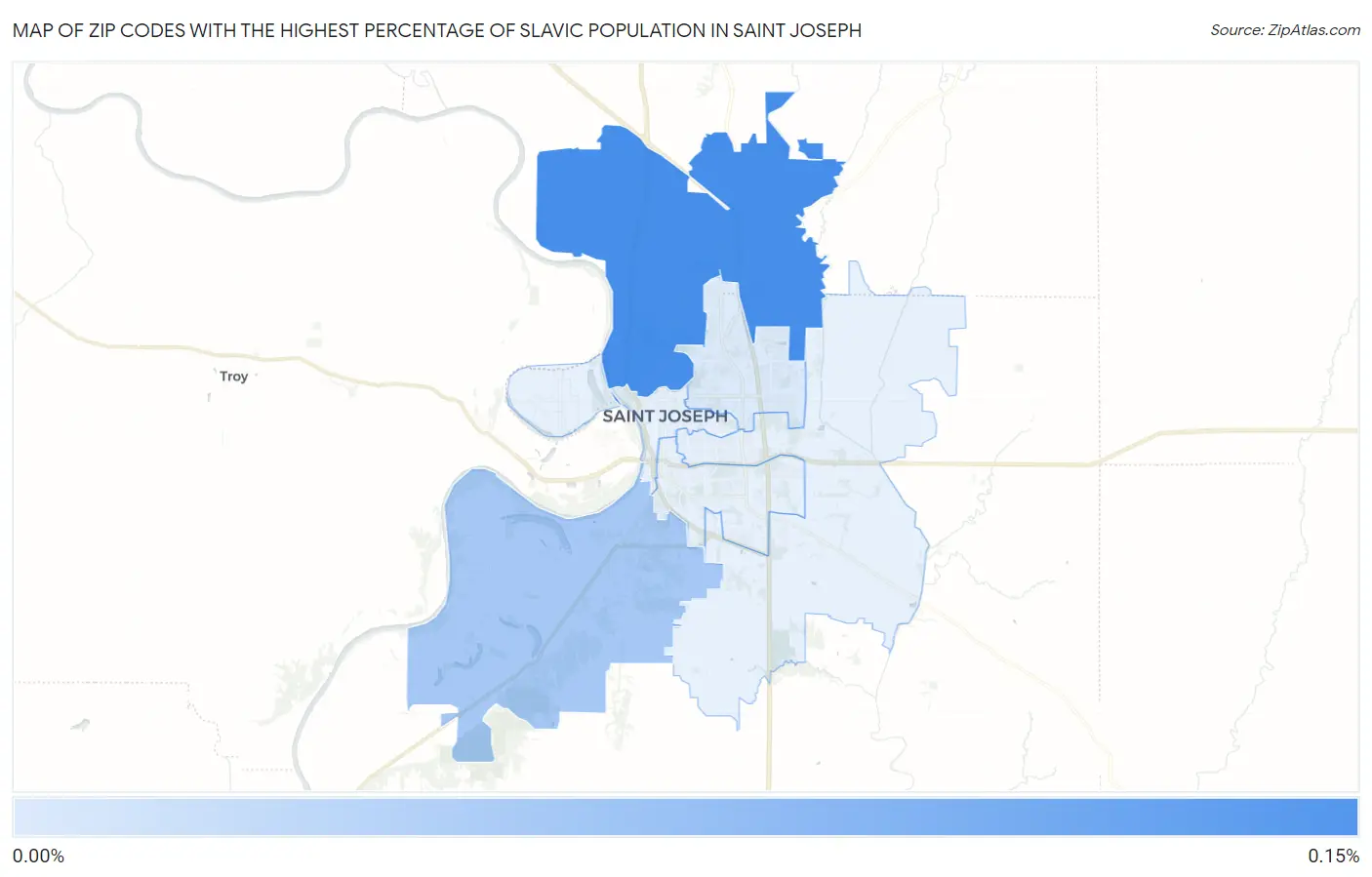 Zip Codes with the Highest Percentage of Slavic Population in Saint Joseph Map