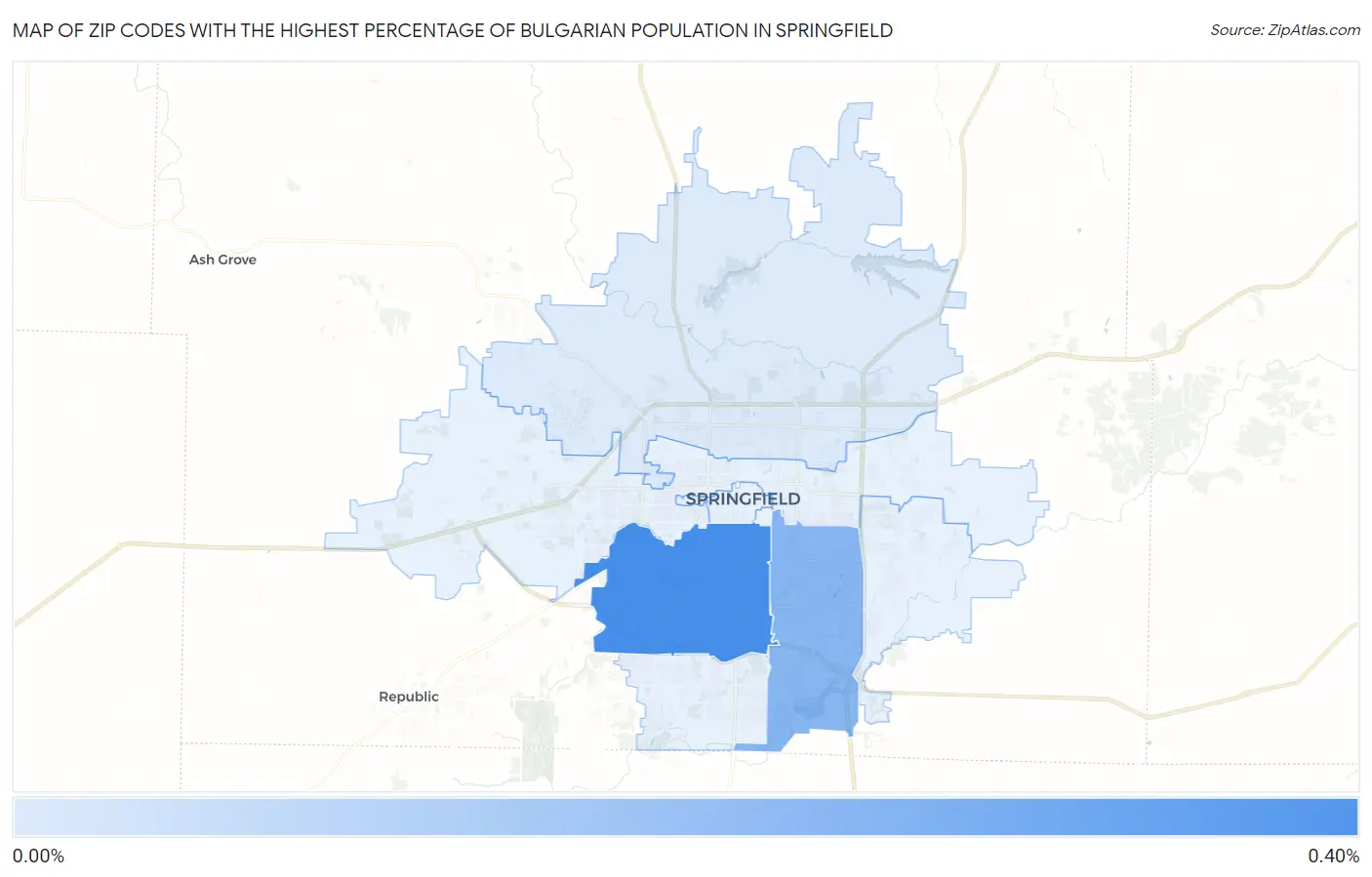 Zip Codes with the Highest Percentage of Bulgarian Population in Springfield Map