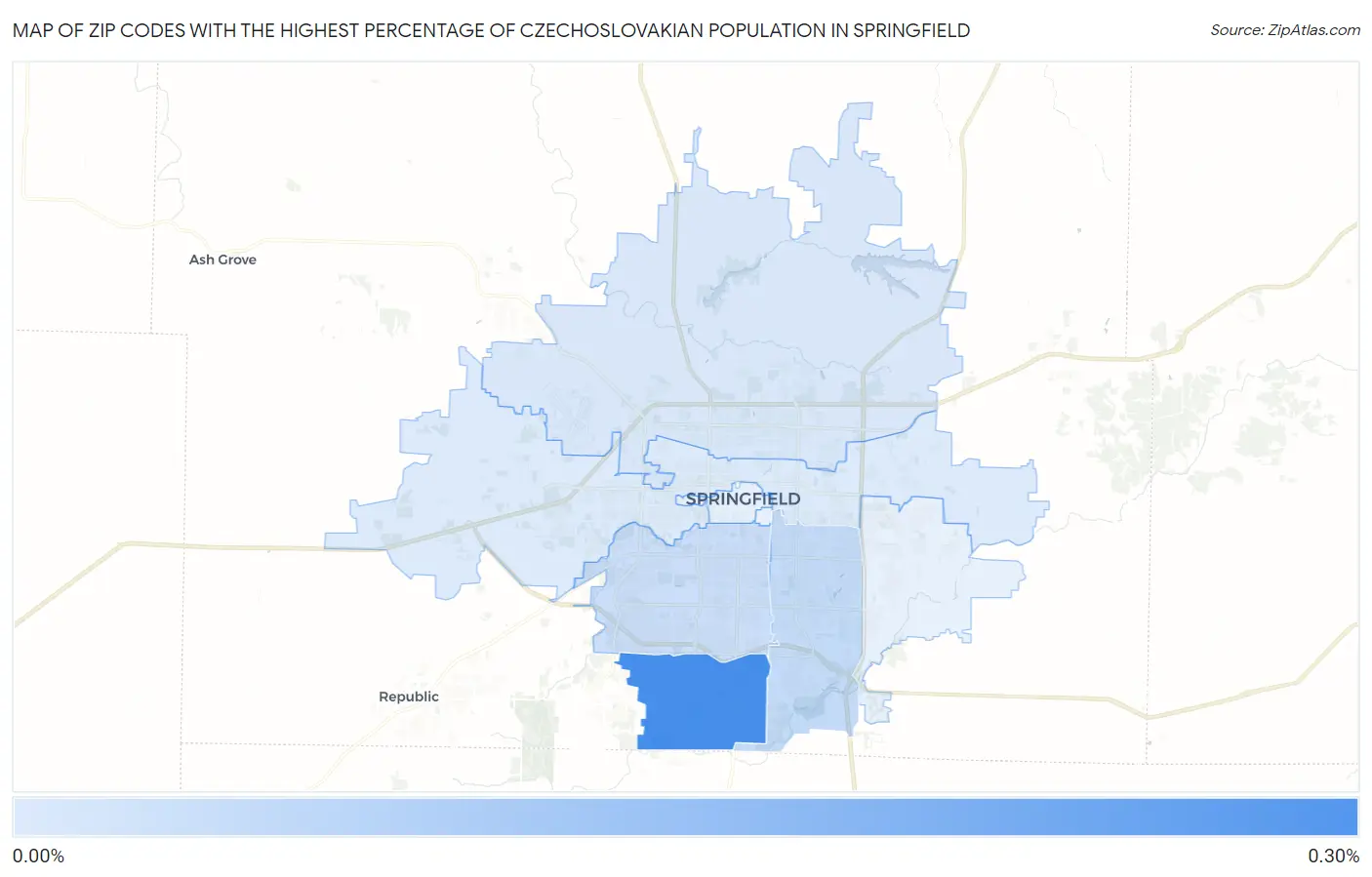 Zip Codes with the Highest Percentage of Czechoslovakian Population in Springfield Map