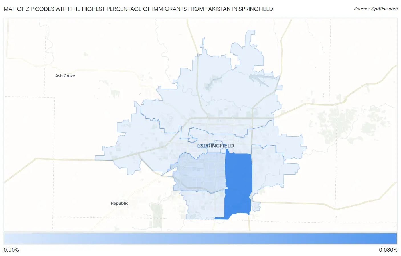 Zip Codes with the Highest Percentage of Immigrants from Pakistan in Springfield Map