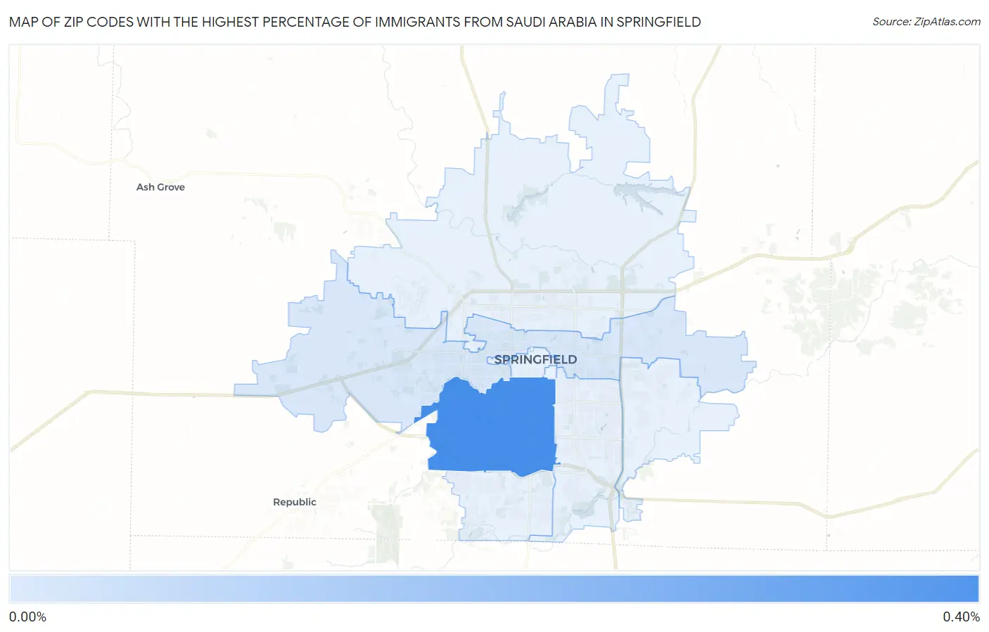 Zip Codes with the Highest Percentage of Immigrants from Saudi Arabia in Springfield Map