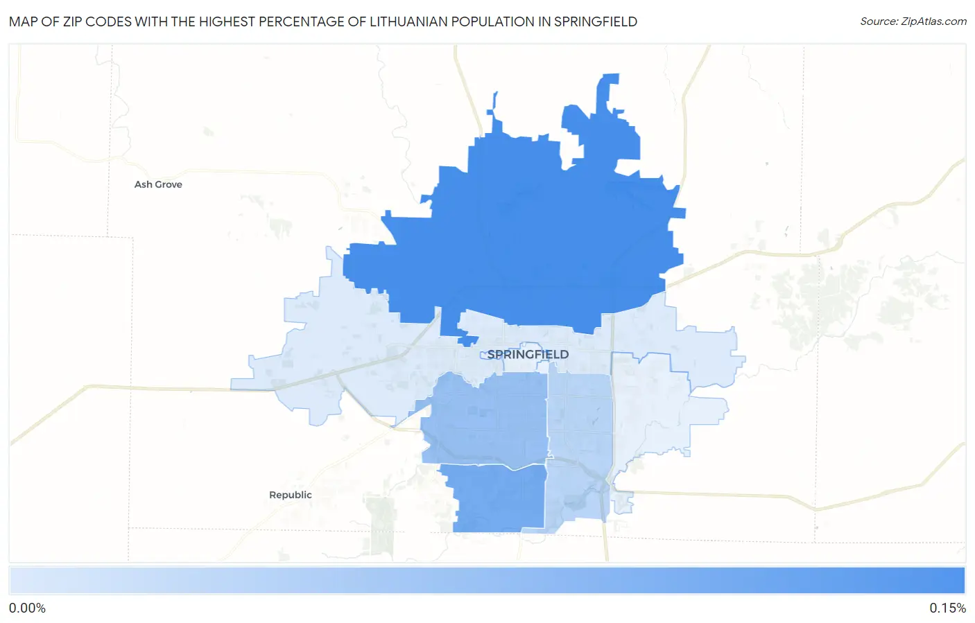 Zip Codes with the Highest Percentage of Lithuanian Population in Springfield Map
