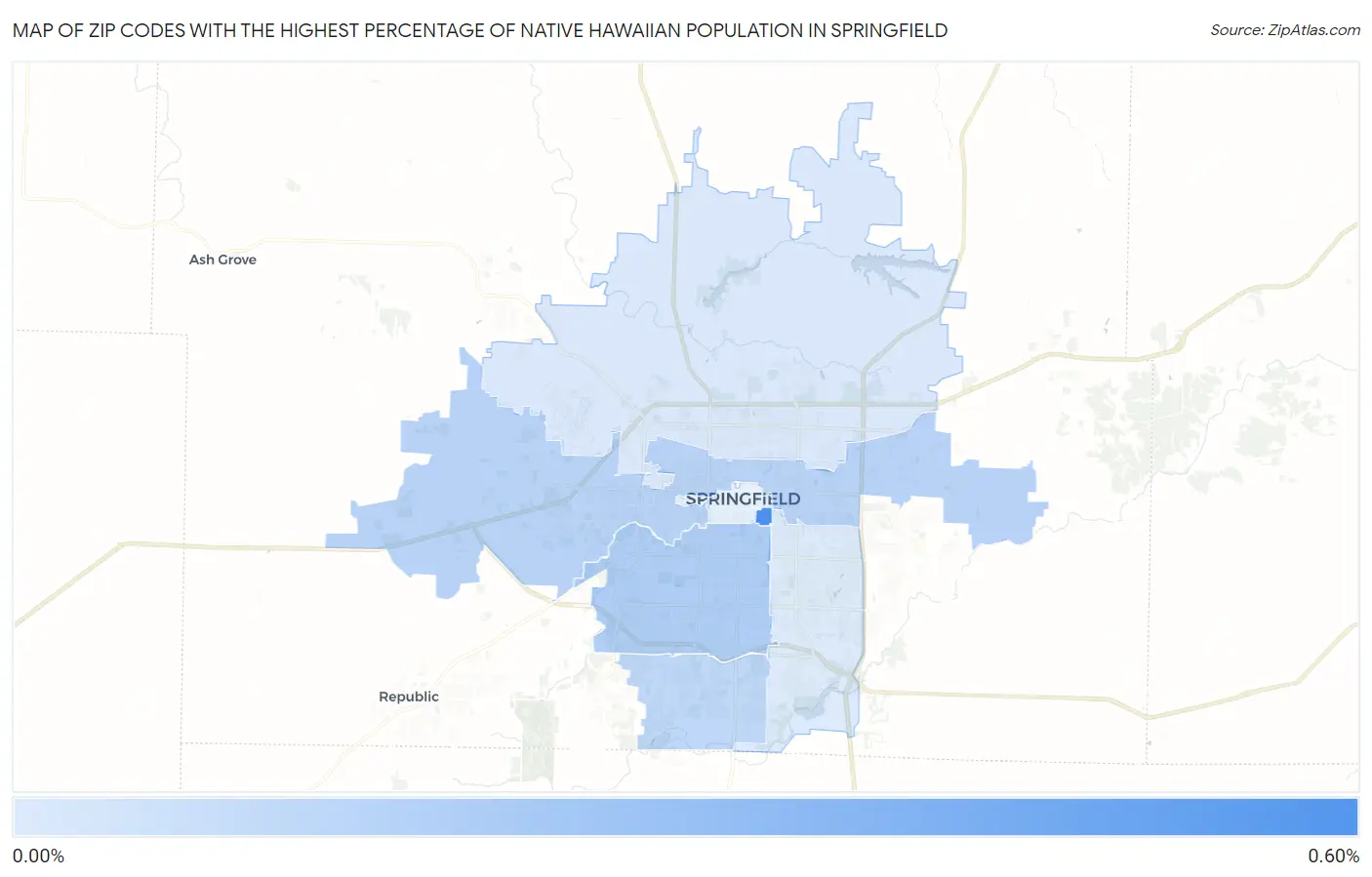 Zip Codes with the Highest Percentage of Native Hawaiian Population in Springfield Map