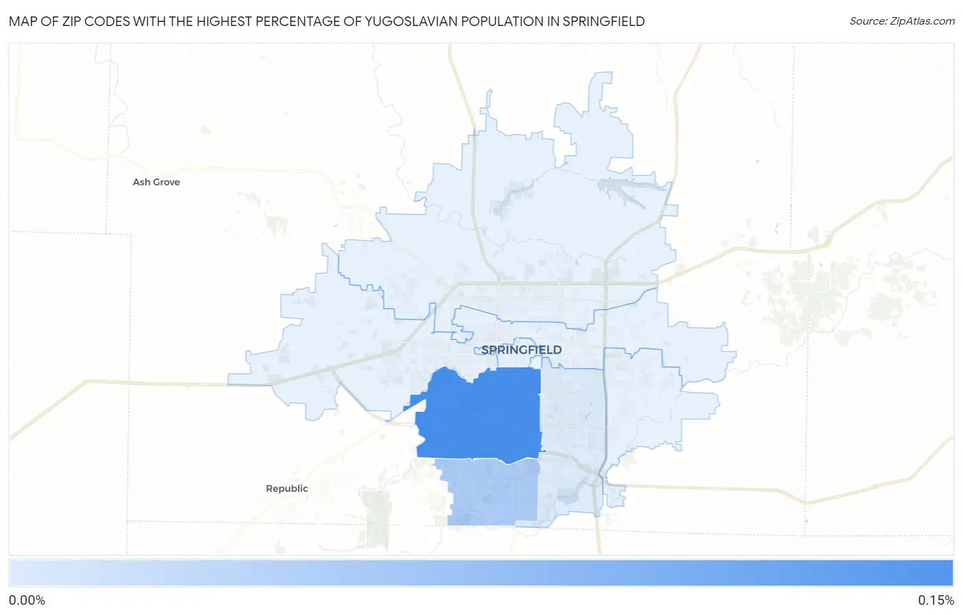 Zip Codes with the Highest Percentage of Yugoslavian Population in Springfield Map
