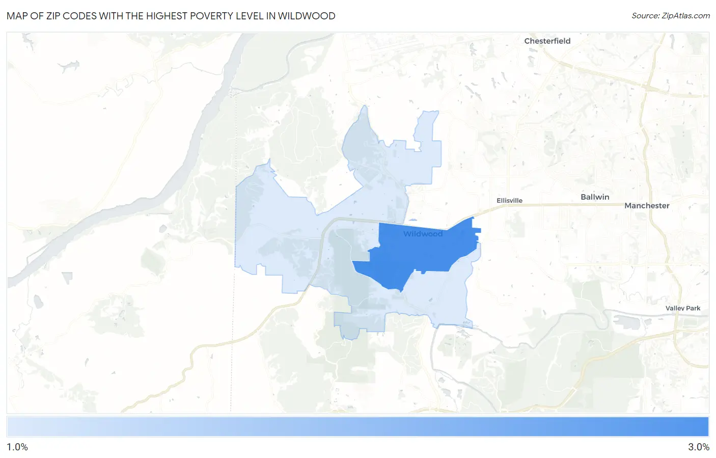 Zip Codes with the Highest Poverty Level in Wildwood Map