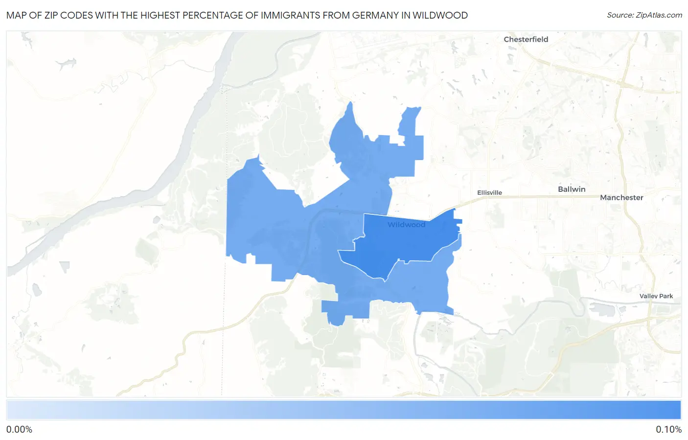 Zip Codes with the Highest Percentage of Immigrants from Germany in Wildwood Map