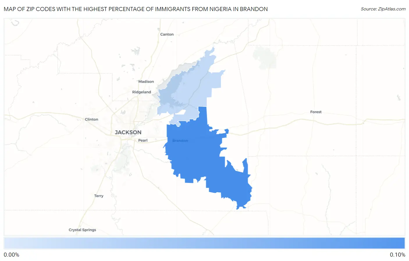 Zip Codes with the Highest Percentage of Immigrants from Nigeria in Brandon Map