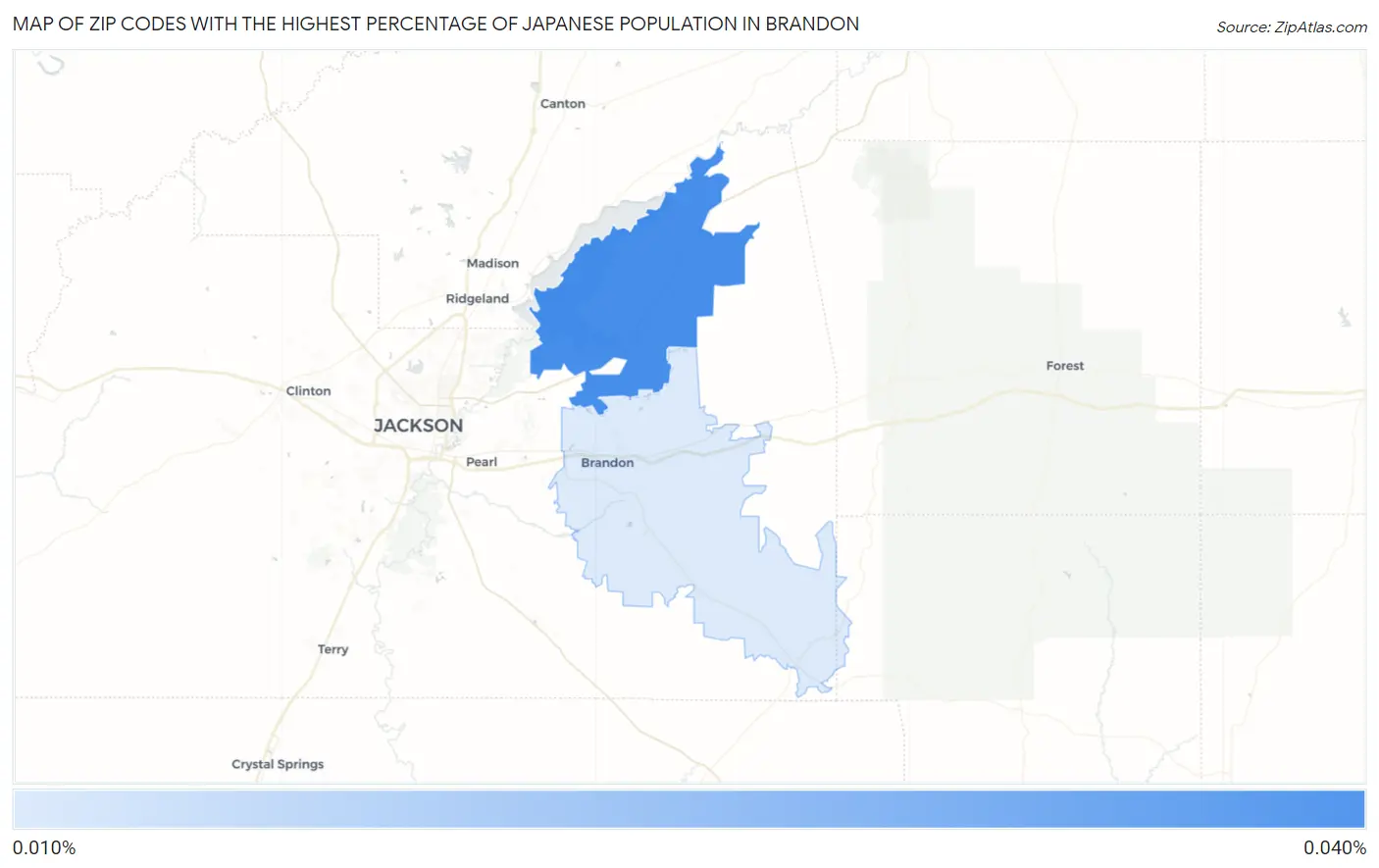 Zip Codes with the Highest Percentage of Japanese Population in Brandon Map